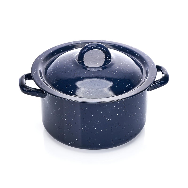 IMUSA USA C20666-1062810W Speckled Enamel Stock Pot with Lid, 4 Quart, Blue - Image 1