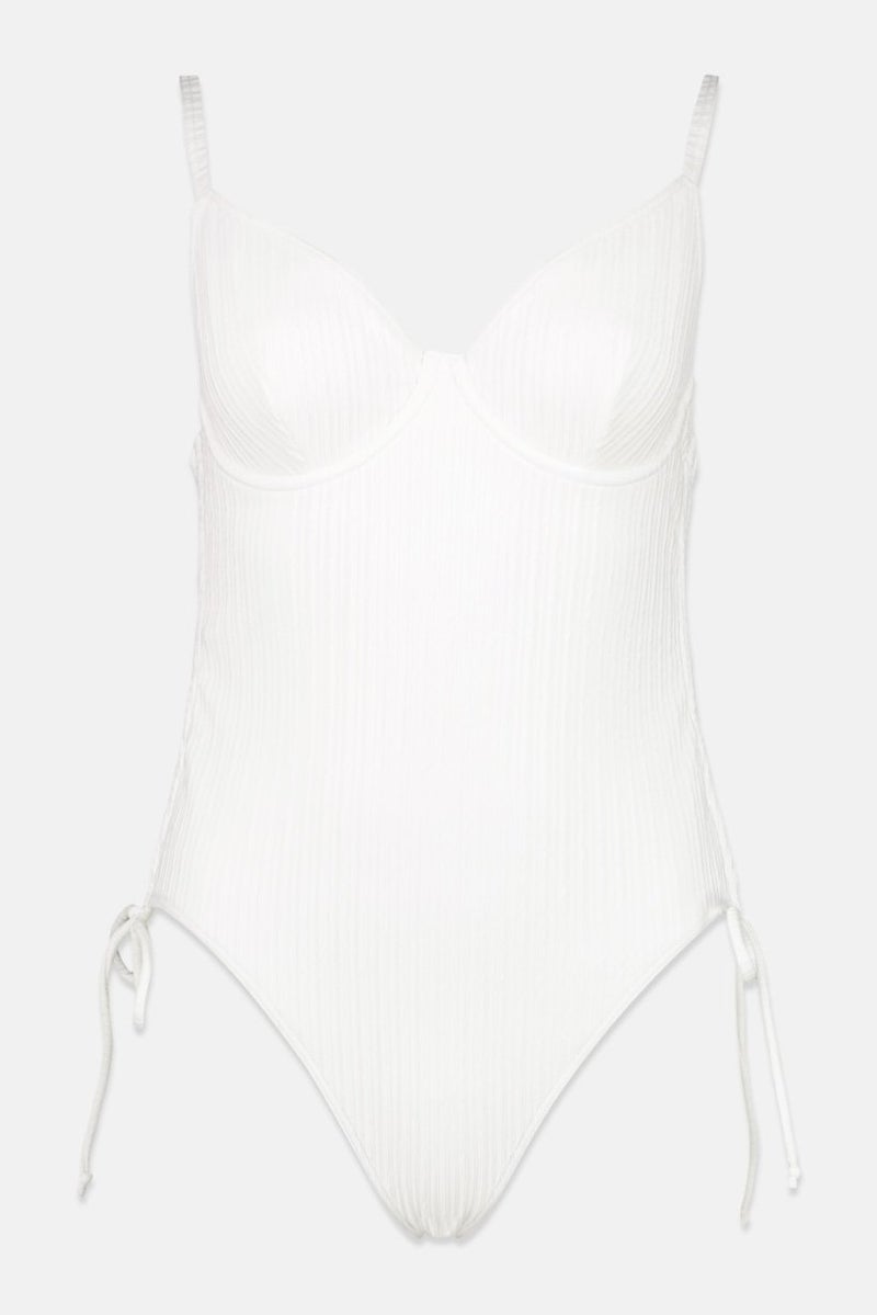 Wolf & Whistle Women Underwire Ribbed One Piece, White - Image 1