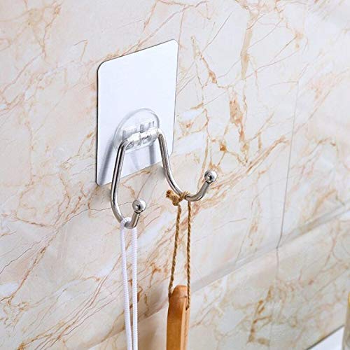 ADTALA Self Adhesive Magic Sticker Hook for Bathroom/Home/Kitchen/Key Holder,Wall Hooks,Waterproof,Rustproof Material Stainless Steel Double Hook Size- 5.9 X 5.9 CM-Load Capacity -5 Kg (8) - Image 2