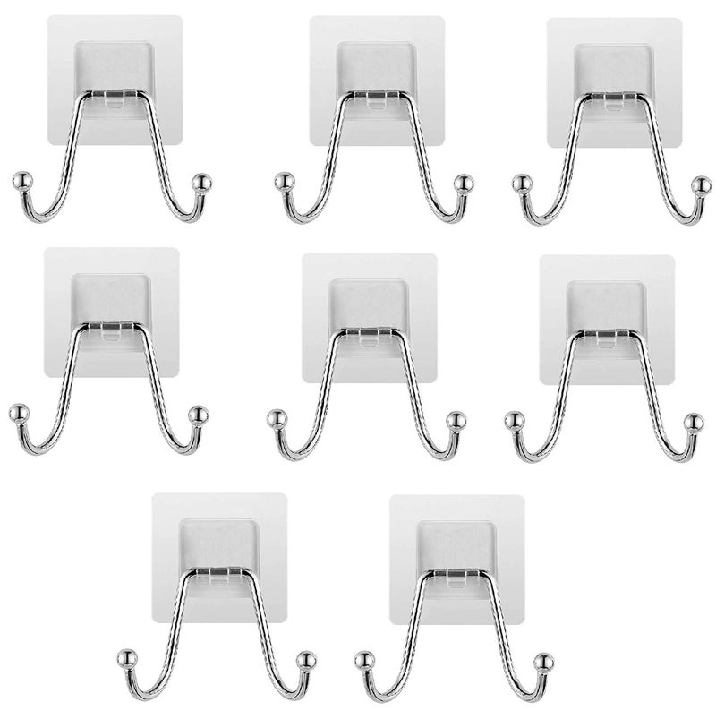 ADTALA Self Adhesive Magic Sticker Hook for Bathroom/Home/Kitchen/Key Holder,Wall Hooks,Waterproof,Rustproof Material Stainless Steel Double Hook Size- 5.9 X 5.9 CM-Load Capacity -5 Kg (8) - Image 1