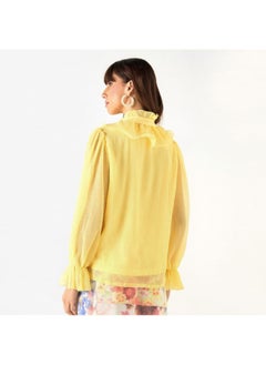 2Xtremz 2Xtremz Ruffle Detail Top with High Neck and Bell Sleeves  - Image 4