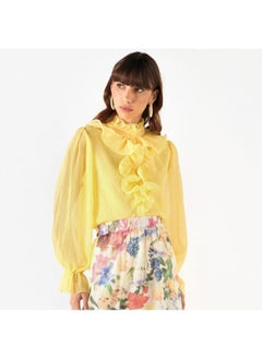2Xtremz 2Xtremz Ruffle Detail Top with High Neck and Bell Sleeves  - Image 1