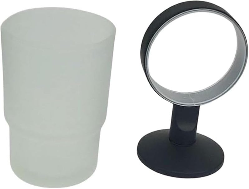 Glass Brush Holder Cup - Glass Dish (Toothbrush Cup Holder - Round Black) - Image 2