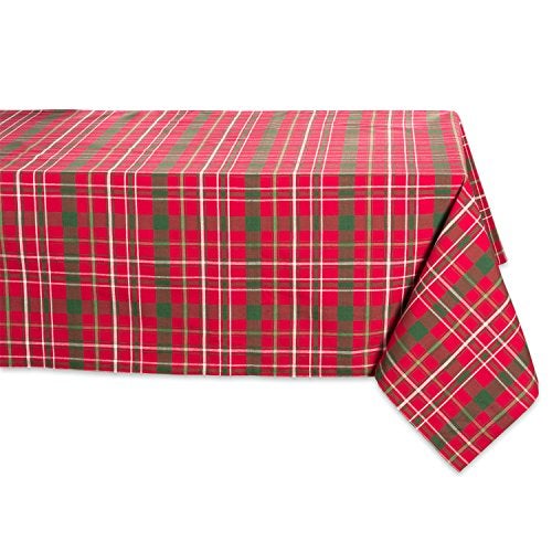 DII Tartan Holly Plaid Square Tablecloth, 100% Cotton with 1/2" Hem for Holiday, Family Gatherings, & Christmas Dinner - Image 1