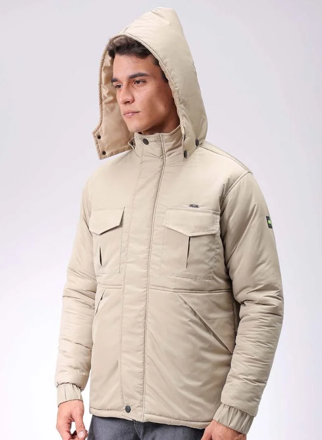 شركة المرآب الهندية Men Slim Fit Solid Puffer Jackets