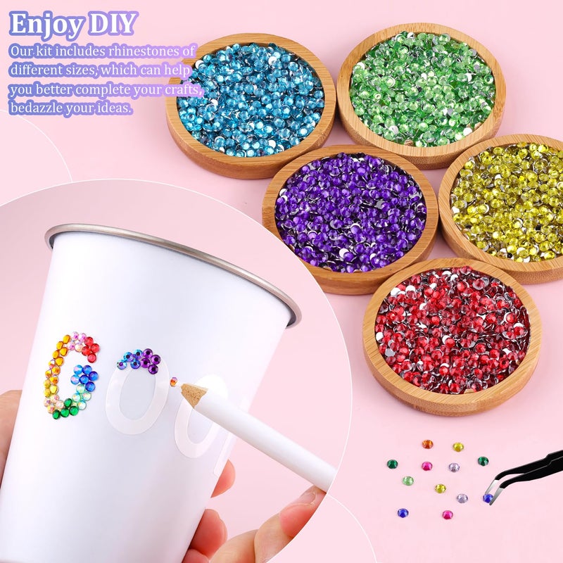 TINKRSTUFF 12600Pcs Resin Rhinestones for Bedazzling with Tweezers, Multicolor 4mm Rhinestones for Crafting with 3Pcs 10ml B7000 Jewelry Glue for DIY Crafts Clothing Tumblers Shoes Fabric Nail Art - Image 3