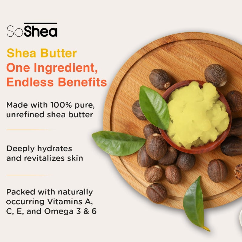 SoShea Whipped Shea Butter Unscented Original - Nourishes, Moisturizes & Renews | 100% African Pure Shea Butter | Cold-Pressed & Cold-Processed | No Dyes & Parabens | Vegan | 11.50oz / 326g - Image 3