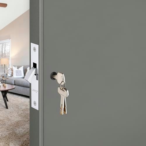 LAPO KH-02 Premium Sliding Door Dead Bolt Locks with 3 Keys,Brass & Stainless Steel, for 25mm–75mm Thickness Wooden Door,Aluminium Doors - Chrome Finish - Image 1