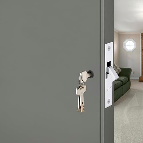 LAPO KH-02 Premium Sliding Door Dead Bolt Locks with 3 Keys,Brass & Stainless Steel, for 25mm–75mm Thickness Wooden Door,Aluminium Doors - Chrome Finish - Image 2