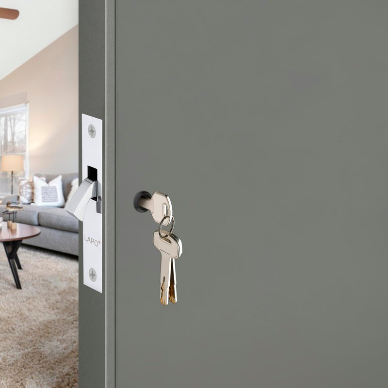 LAPO KH-02 Premium Sliding Door Dead Bolt Locks with 3 Keys,Brass & Stainless Steel, for 25mm–75mm Thickness Wooden Door,Aluminium Doors - Chrome Finish - Image 3