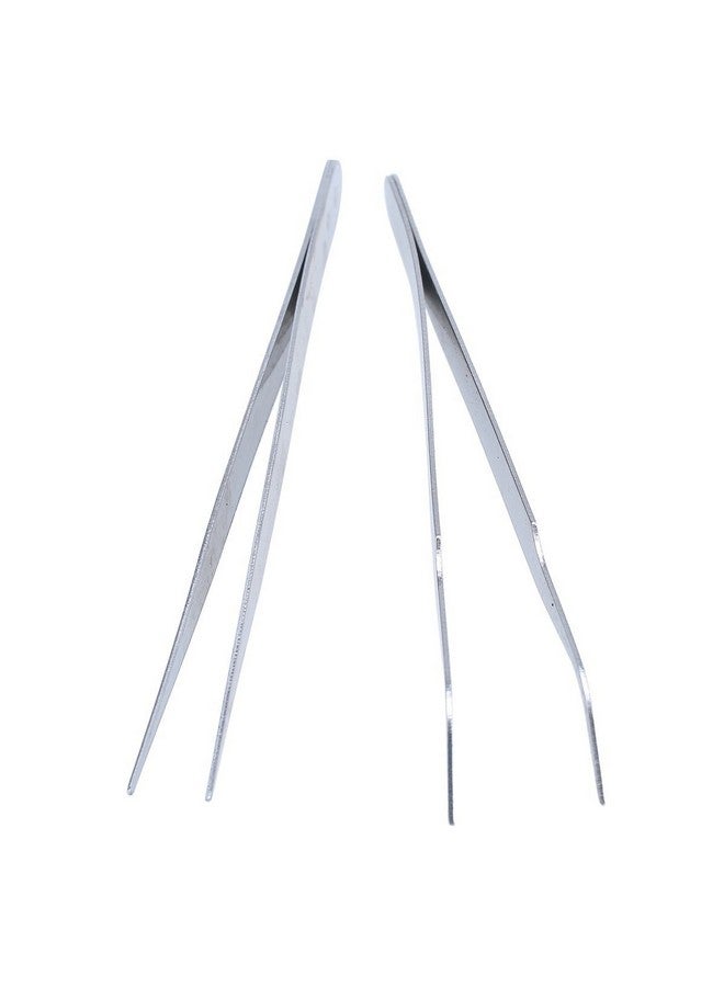 ReNext 2 Nail Art Tweezers Curved Straight Pointed Ongles (Silver) - Image 3