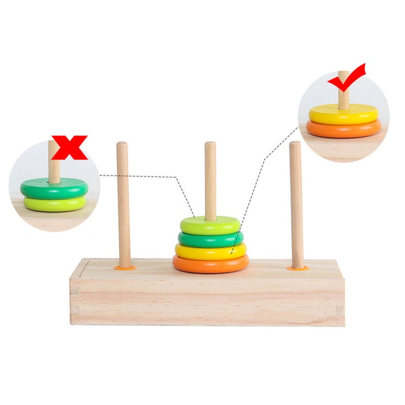 Rings Puzzle Game 10-Layer Small-Sized Robust Wood Construction - Challenging Design Wooden Tower for Elementary School Kids, Home, Schools, Kindergartens - Image 5