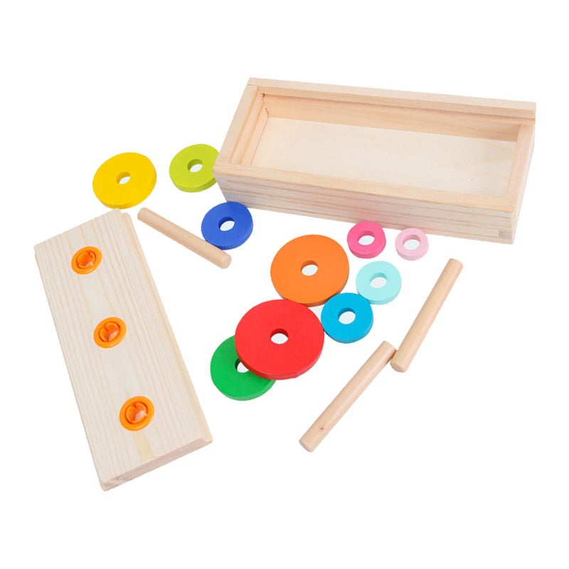 Rings Puzzle Game 10-Layer Small-Sized Robust Wood Construction - Challenging Design Wooden Tower for Elementary School Kids, Home, Schools, Kindergartens - Image 2