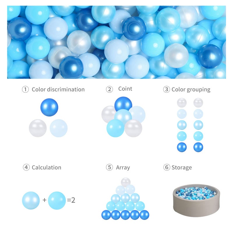 GOGOSO Ball Pits Balls Toddlers 50 100 200 500 Plastics Shape Ball Non-Phthalate Non-BPA Non-Toxic 2.2-Inch Crush Proof Play Balls Pearl Blue Colors  50 Balls - Image 4
