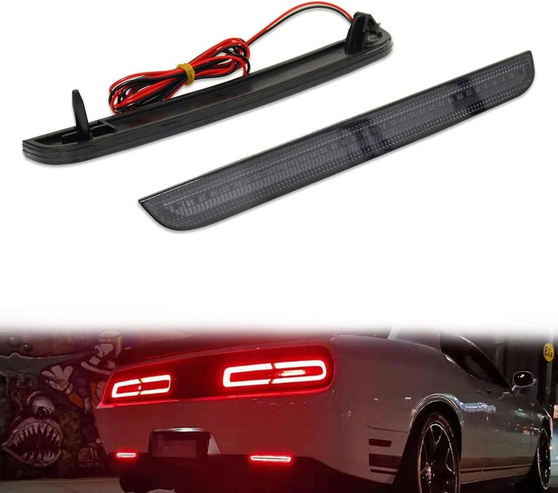 ADIIL Smoked Lens Tail Brake Running Lamps Red LED Reflector Light Kit for 2015-2022 Dodge Challenger - Image 1