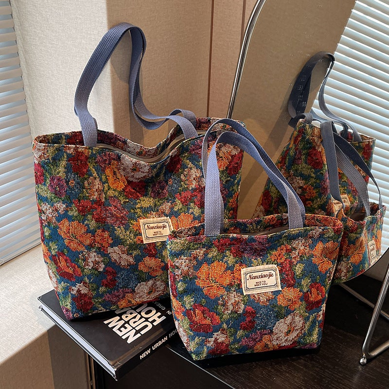 Large Capacity Canvas Shoulder Bag for Women, Chinese Style Tote - Image 1