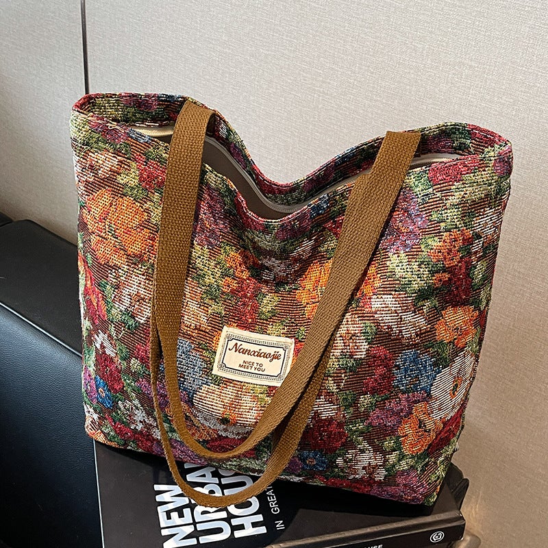 Large Capacity Canvas Shoulder Bag for Women, Chinese Style Tote - Image 2
