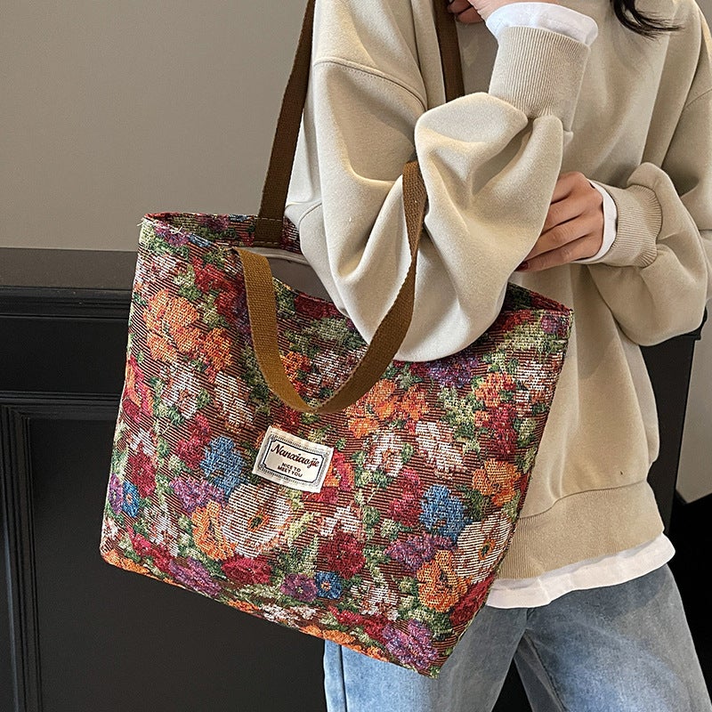 Large Capacity Canvas Shoulder Bag for Women, Chinese Style Tote - Image 4