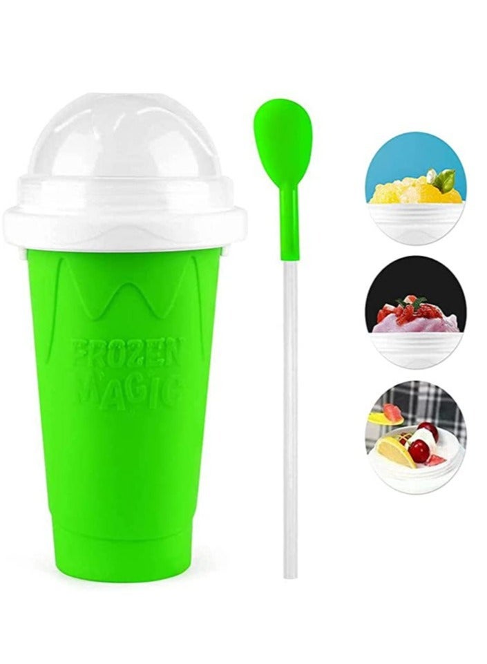 Slushy Maker Silicone Cup Quick Frozen Smoothies Slushy Ice Cream Maker Smoothie Pinch Ice Cup (Green)