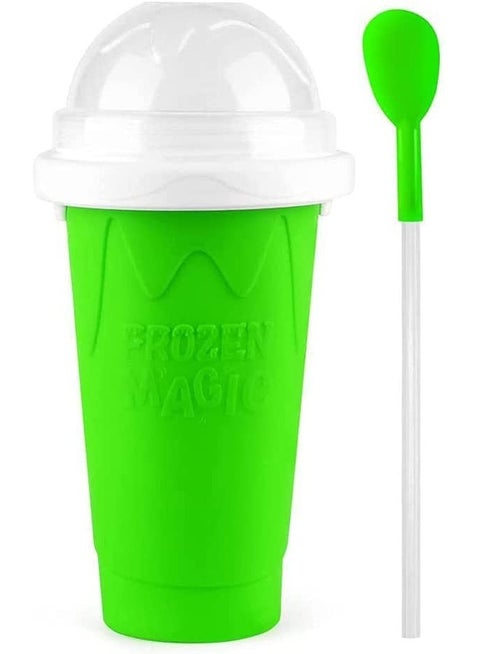 Slushy Maker Silicone Cup Quick Frozen Smoothies Slushy Ice Cream Maker Smoothie Pinch Ice Cup (Green)