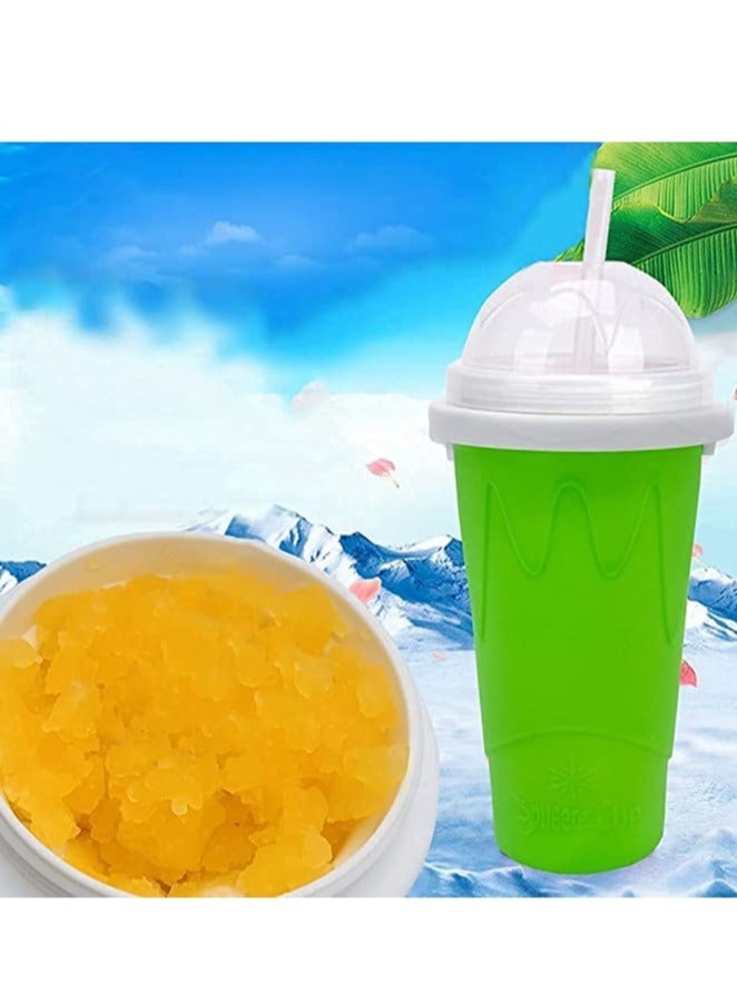 Slushy Maker Silicone Cup Quick Frozen Smoothies Slushy Ice Cream Maker Smoothie Pinch Ice Cup (Green)
