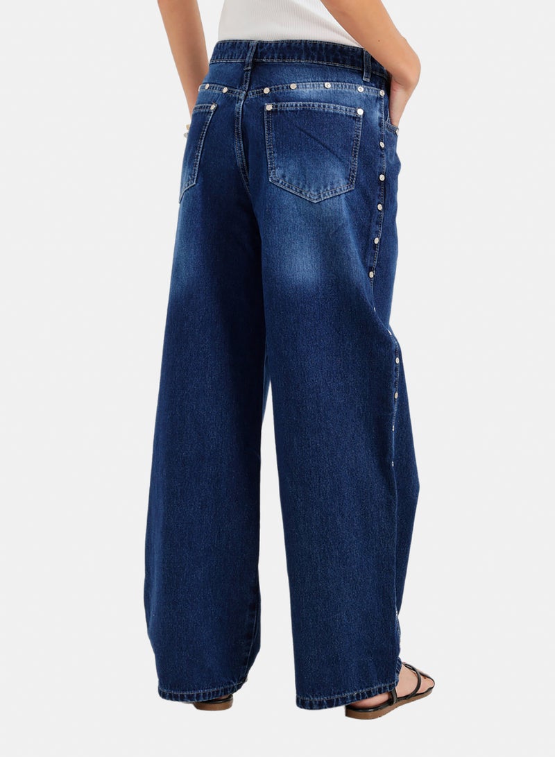 Carina Side Studded Denim Pants - Image 3