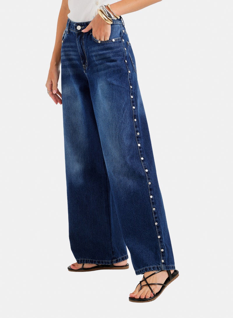 Carina Side Studded Denim Pants - Image 2