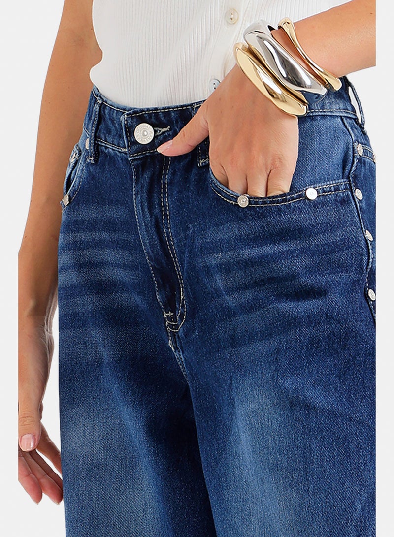 Carina Side Studded Denim Pants - Image 4