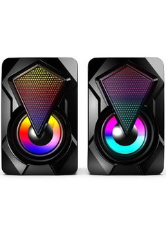 Generic Computer Speakers USB computer, audio, portable, home office, gaming, gaming, desktop, RGB speaker, dazzling color, wired and loud volume  - Image 1