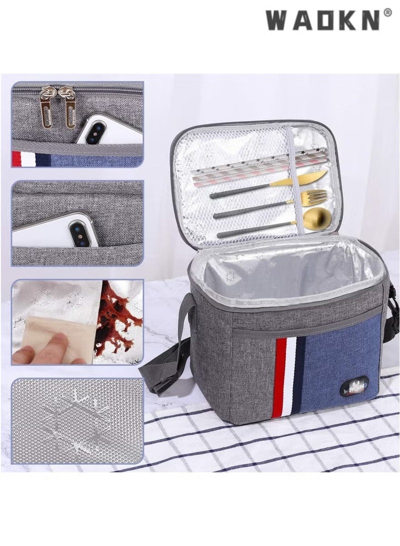 WAOKN Insulated Lunch Bag for Women/Men,LeakProof Adult Lunch Box,Large Capacity Multifunctional Lunch Bag Insulated Lunch Box Large Portable Refrigerated Handbag Men And Women Adult Office One-shoulder Handbag Leakproof And Waterproof - Image 3