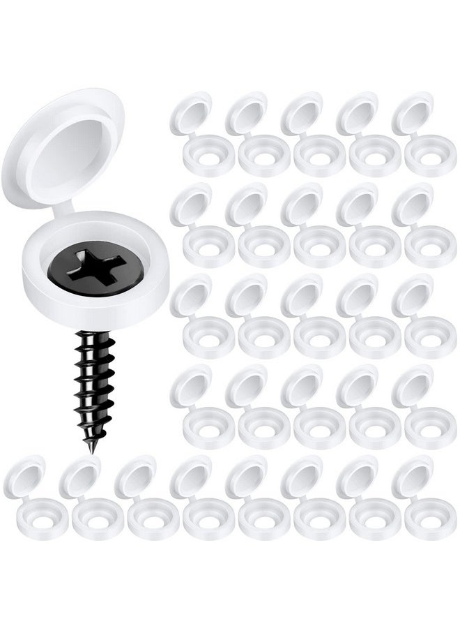 HNYYZL HNYYZL Plastic Hinged Screw Covers Caps, Screw Caps 150 PCS White, Folding Screw Cover Cap, Snap Washer Covers Flip Tops for Covering Screw Heads, Screw Protection (M)  - Image 1