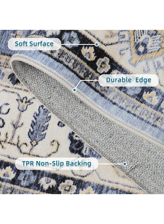 دريبكس سجادة Dripex Vintage Runner مقاس 2x8 قابلة للغسل ومزينة بزخارف شرقية، سجادة مطبخ غير قابلة للانزلاق ومقاومة للبقع، سجادة رفيعة قابلة للطي لمدخل غرفة المعيشة وغرفة النوم - Image 3