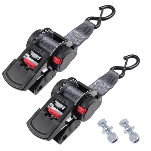 Ayaport Retractable Ratchet Straps 2 inch x 6ft Boat Transom Tie Down Straps to Trailer - 3300lbs Break Strength, Heavy Duty Bolt-on Trailer Straps for Boat, Jet Ski, Motorcycles, ATV - Image 1