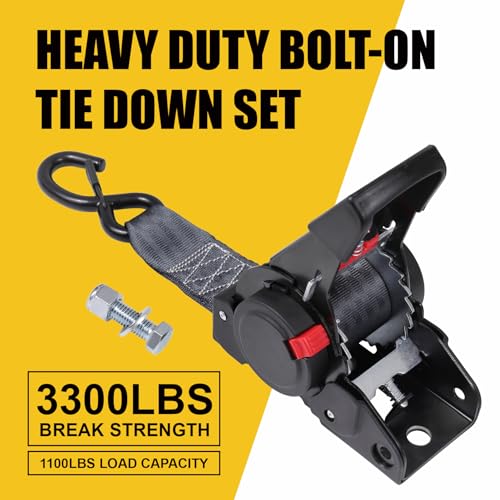Ayaport Retractable Ratchet Straps 2 inch x 6ft Boat Transom Tie Down Straps to Trailer - 3300lbs Break Strength, Heavy Duty Bolt-on Trailer Straps for Boat, Jet Ski, Motorcycles, ATV - Image 3