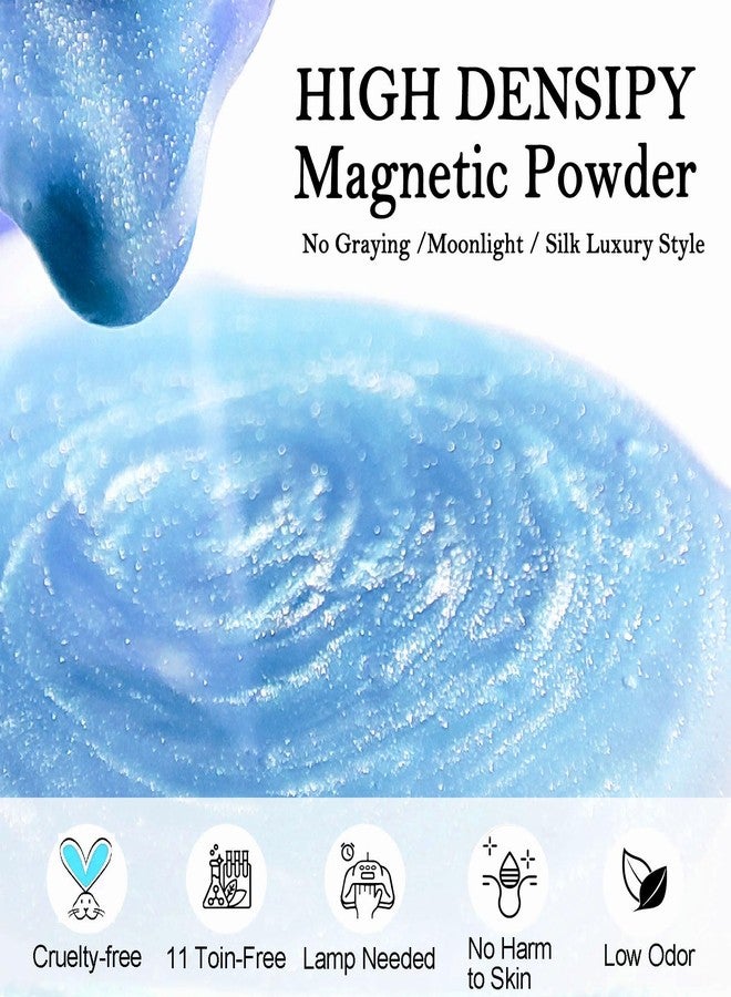 NAIL GIL NAILGIL Glass Cat Eye Gel Nail Polish Set with Magnet 8 Colors, Silk Magnetic Cats Eye Polish Ceramic Cateye Gel Moonlight Effect Soak Off Salon Quality, Green Blue Set - Image 5