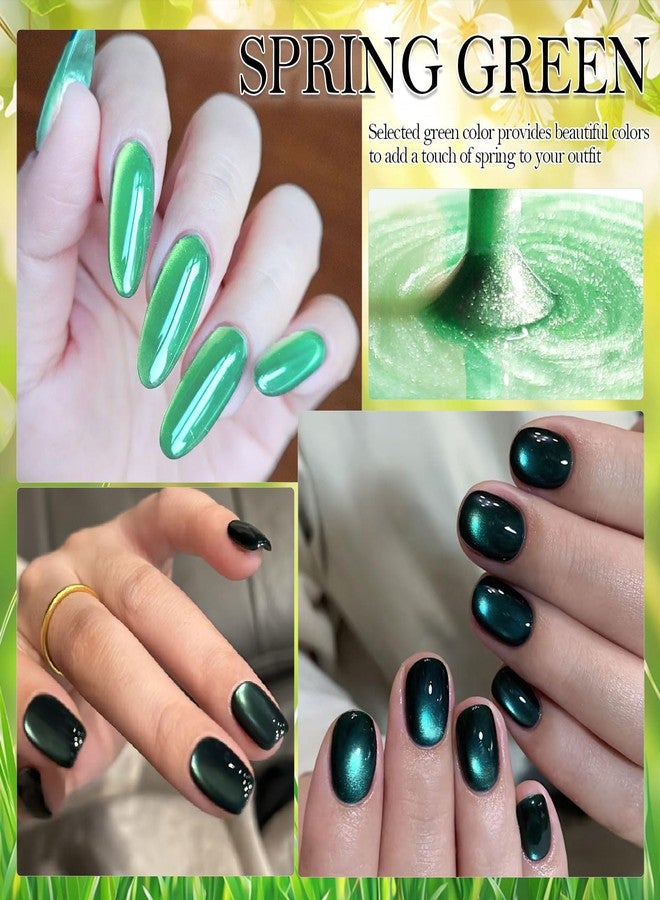 NAIL GIL NAILGIL Glass Cat Eye Gel Nail Polish Set with Magnet 8 Colors, Silk Magnetic Cats Eye Polish Ceramic Cateye Gel Moonlight Effect Soak Off Salon Quality, Green Blue Set - Image 3