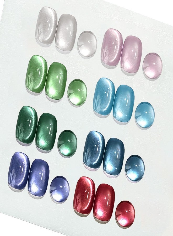 NAIL GIL NAILGIL Glass Cat Eye Gel Nail Polish Set with Magnet 8 Colors, Silk Magnetic Cats Eye Polish Ceramic Cateye Gel Moonlight Effect Soak Off Salon Quality, Green Blue Set - Image 1
