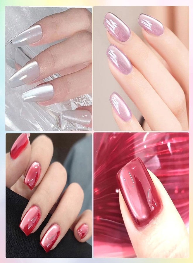 NAIL GIL NAILGIL Glass Cat Eye Gel Nail Polish Set with Magnet 8 Colors, Silk Magnetic Cats Eye Polish Ceramic Cateye Gel Moonlight Effect Soak Off Salon Quality, Green Blue Set - Image 4