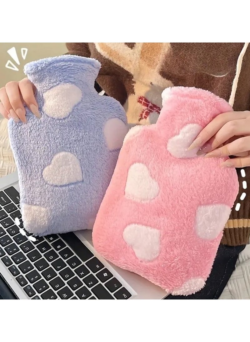 فروغ قربة الماء الساخن بغطاء فرو خارجي ,زجاجة الكمادات الساخنة والباردة ,تهدئة ألام الطمث وبرودة الأطراف وألام العظام وسخونة الجسم متعددة الاستخدامات,ازرق - Image 3