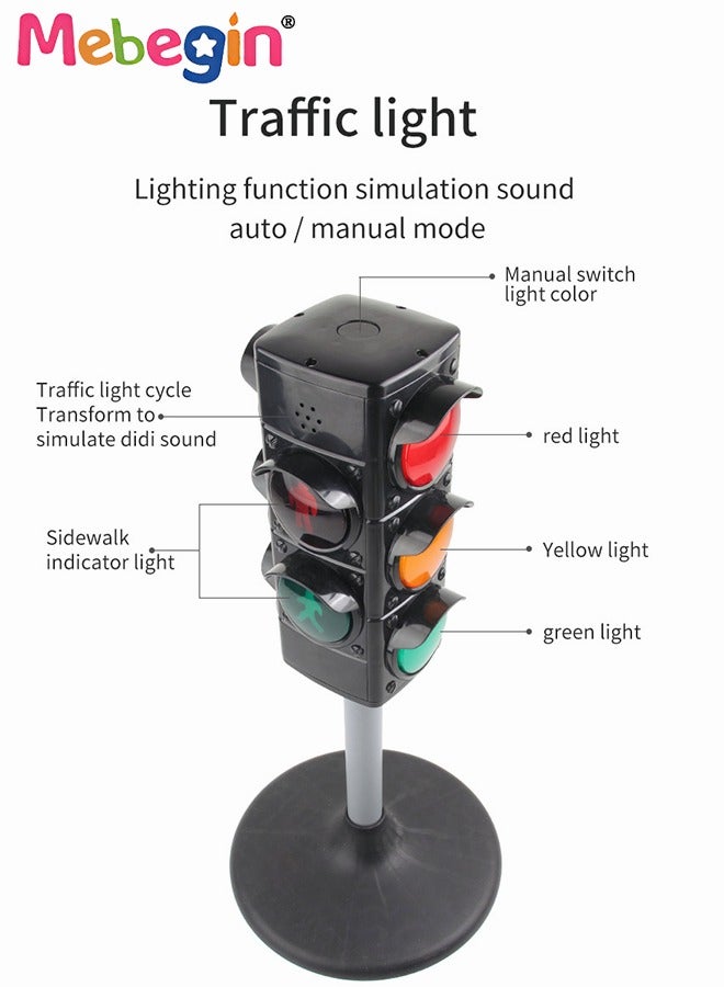 MEBEGIN - Simulated Traffic Sign Light Toy with Sound, Traffic Signal Light Model, Crosswalk Signal for Pretend Play, Mini Stop Light Lamp, Early Education Toy, Height Adjustable, Perfect Party Decoration, 3 AAA Batteries Required(Not Included) - Image 1