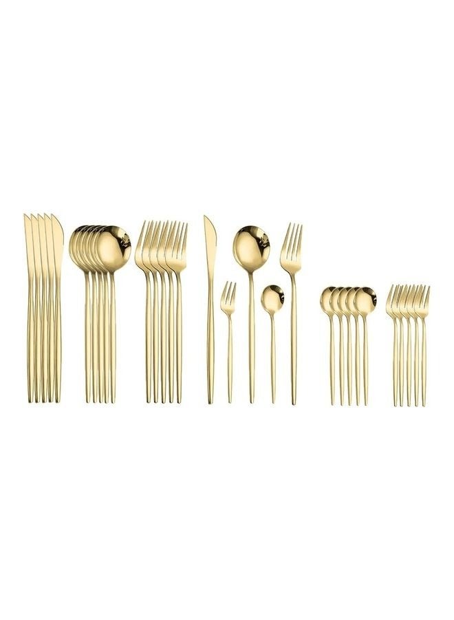 Aralifes 30-Piece Stainless Steel Cutlery Set Gold - Image 2