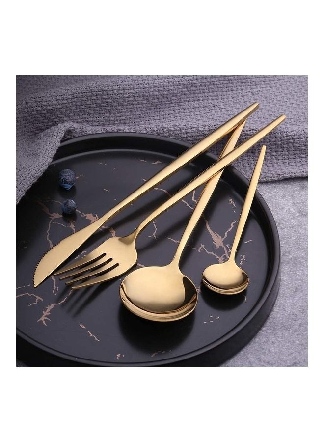 Aralifes 30-Piece Stainless Steel Cutlery Set Gold - Image 4