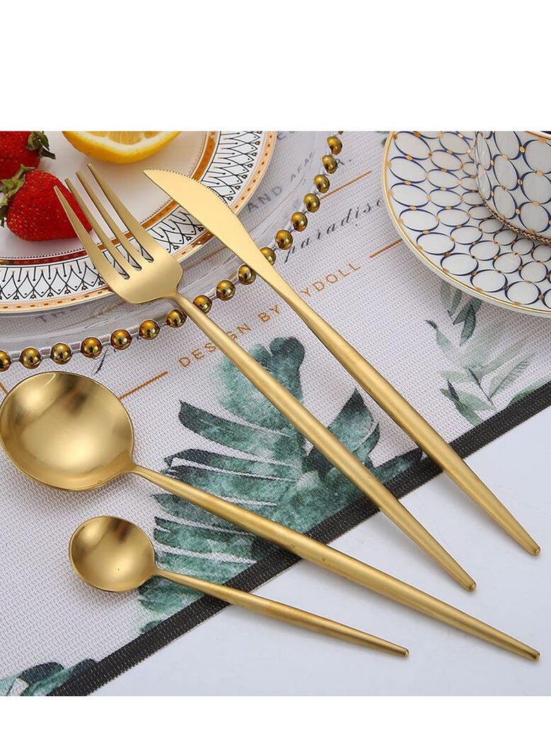 Aralifes 30-Piece Stainless Steel Cutlery Set Gold - Image 5