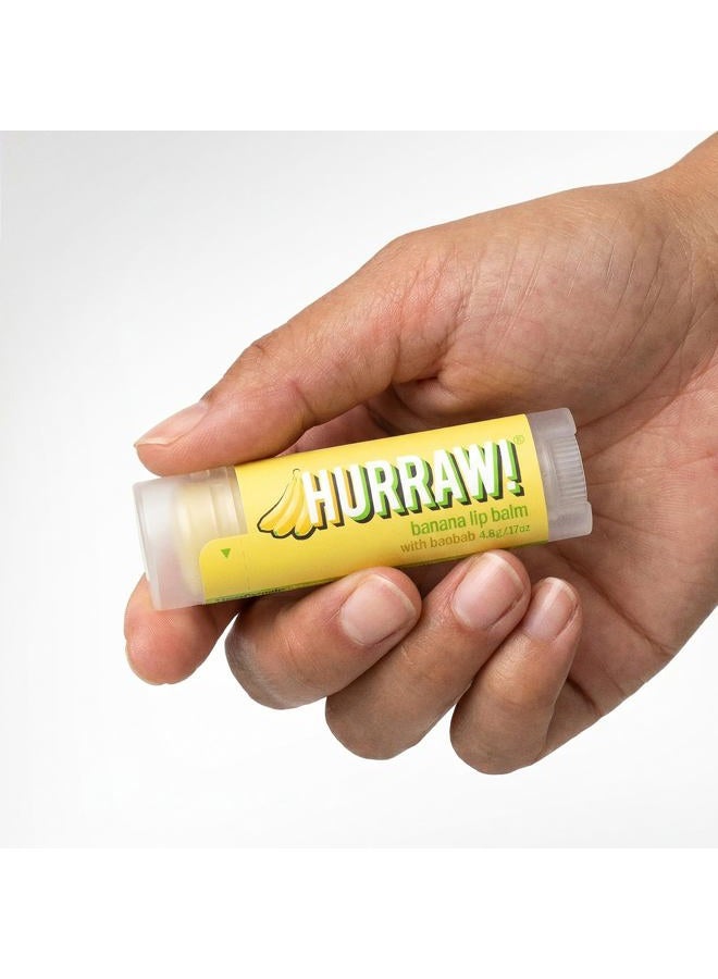 Hurraw! بلسم شفاه هوررا! بالموز، عبوة 2: عضوي، معتمد نباتي، خالي من القسوة والغلوتين. غير معدل وراثيًا، مكونات طبيعية 100%. خالي من العسل، الشيا، الصويا والنخيل. صنع في الولايات المتحدة الأمريكية. - Image 5