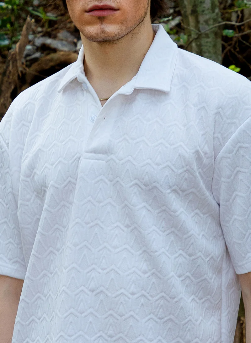 كامبوس سوترا Men's Daisy White Zigzag-Tactile T-Shirt