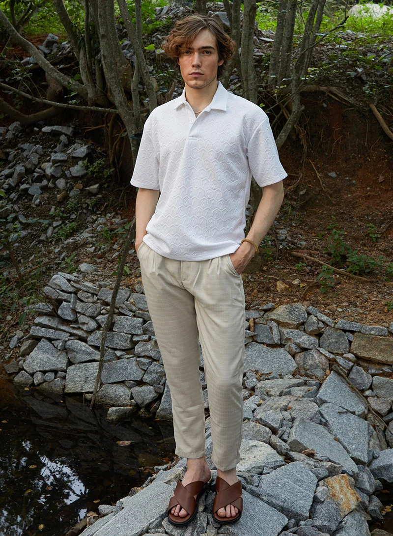 كامبوس سوترا Men's Daisy White Zigzag-Tactile T-Shirt