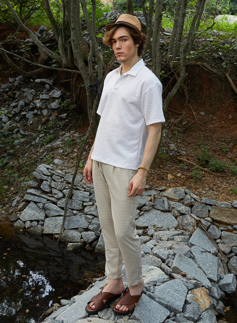 كامبوس سوترا Men's Daisy White Zigzag-Tactile T-Shirt