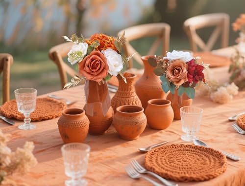 Marriwise Set of 6 Assorted Wedding Flower Centerpieces Pre-Made Mini Bridesmaid Bouquets Artificial Flower Terracotta Table Decor for Fall Wedding Decorations Shower Home Decor - Image 3
