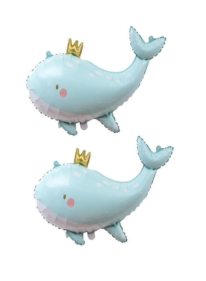 OHLIGEI 2PCS Cute Whale Shape Giant Foil Balloon Blue Whale Balloons For Ocean Animal Under The Sea Party Decoration - Image 1