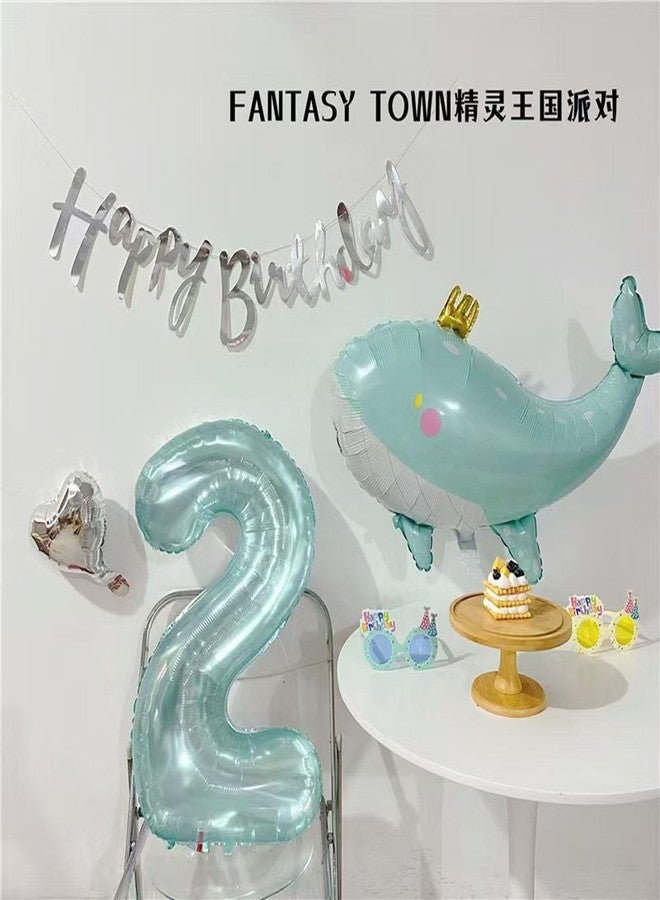 OHLIGEI 2PCS Cute Whale Shape Giant Foil Balloon Blue Whale Balloons For Ocean Animal Under The Sea Party Decoration - Image 4